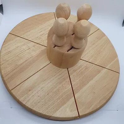 £15 • Buy Wooden Lazy Susan Rotating Spinning Cheese Turntable With 4 Cheese Knives