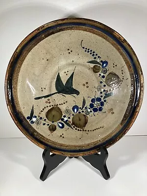 Vintage Tonola Mexico Round Platter With Vertical Rim Featuring A Bird In Flight • $19.99