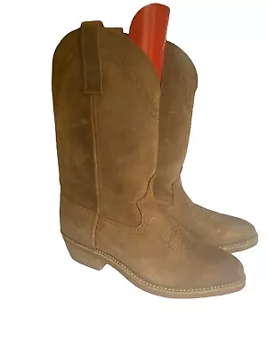 Masterson Nubuck Mens Tan Leather Cowboy Heel Neoprene Sole Boots 8D RB4000 EUC • $67.99