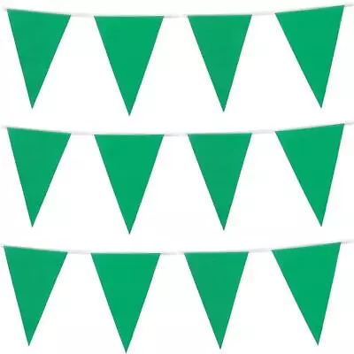 Green Bunting 10M 20 Flags Plastic Pennants Party Garland Decor Indoor Outdoor  • £4.49