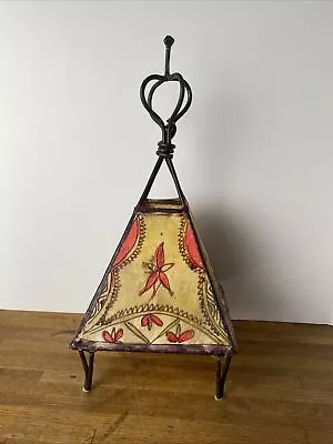 Vintage Moroccan Goatskin Henna Lamp Tent Shade  17.25” • $25