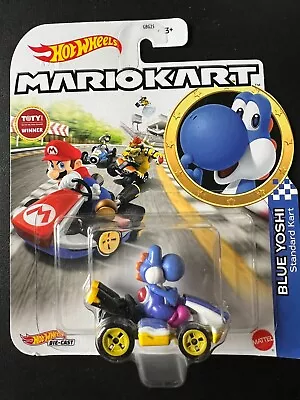 Hot Wheels Mario Kart Blue Yoshi Standard Kart • $11