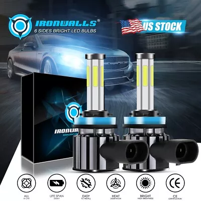 6-sides H11 LED Headlight H9 H8 2800W 420000LM High/Low Beam Bulb HID Fog Lights • $25.59