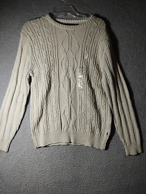 Nautica Fisherman Sweater Mens Large Ivory Cable Knit Pullover Long Sleeve NWT • $24.74