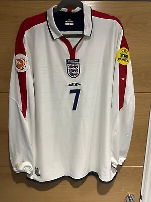 David Beckham England Shirt 2004 Euros Player Shirt Long Sleeve • £175