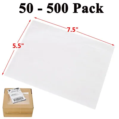 7.5  X 5.5  Clear Adhesive Packing List Shipping Label Envelopes Pouches 50-500x • $17.98