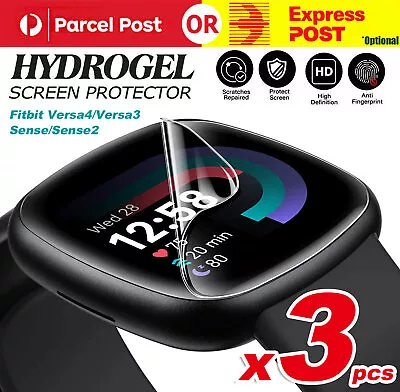 $4.99 • Buy X3pcs Fitbit Versa 3 2 Versa 4 Sense 2 Watch Hydrogel Screen Protector Cover TPU