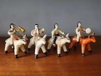 Vintage Mexican Folk Art Att Aurelio FLORES Musician Figures On Horses RARE Set • $399