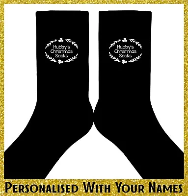 Personalised HUBBY'S Christmas ANKLE Socks Printed Stocking Filler Mens GIFT • £8.99