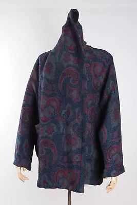$398 • Buy Vintage MISSONI Donna Paisley Oversized Poncho Over Coat Jacket 42 90s 80s #W1