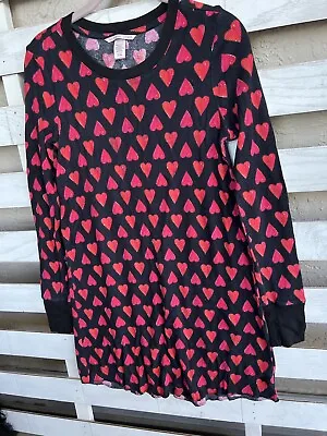 Victoria's Secret Waffle Knit Red Black Heart Valentine PJ Night Dress S • $13.99