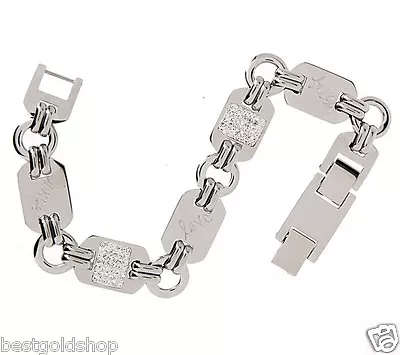 QVC Steel By Design Message Link Bracelet With Crystal Accent Adjustable Link • $35.39