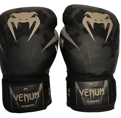 Venum Impact Hook And Loop Training Boxing Gloves - Dark Camo/Sand 16oz • $39.99