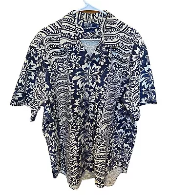 Vintage Polo Ralph Lauren Shirt Men's XL Bonnard Linen Blend Floral Hawaiian • $26