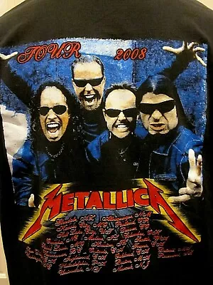 Metallica Concert T Shirt 2008 World Death Magnetic Tour Double Sided Cities Lg • $24.99