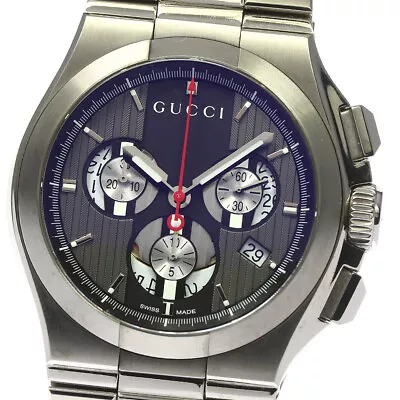 GUCCI 124.3/YA124301 Chronograph Black Grey Dial Quartz Men's Watch_793270 • $411.31