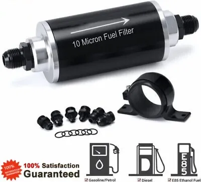 New 10 Micron Inline Fuel Filter W/ 6AN 8AN 10AN Adapter Fitting An8 Fuel Filter • $36