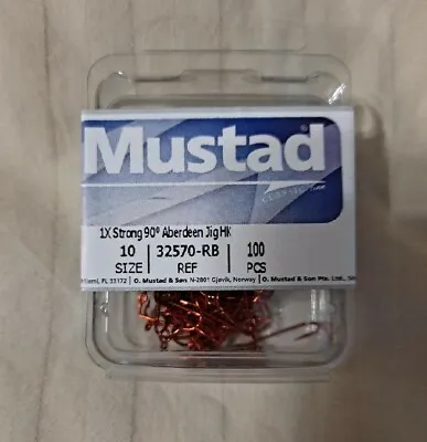 Mustad 32570 Aberdeen Size 10 Jig Hooks Round Bend Blonde Red Color 100 Count • $9.29