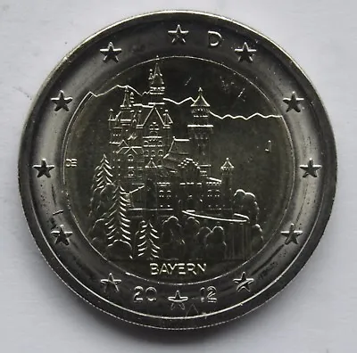 GERMANY - 2 € Commemorative Euro Coin 2012 Bayern Neuschwanstein Castle UNC  • $5.50