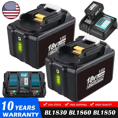 2X For Makita 18V 9.0Ah BL1860 LXT Lithium Ion Battery & Charger BL1830 BL1850 • $91.99