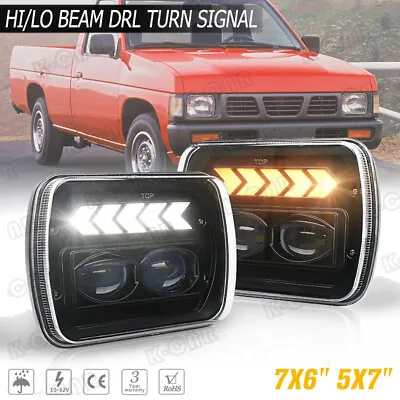 $46.99 • Buy Pair 5x7  7x6  Inch LED Headlight Hi-Lo Beam DRL For Nissan Pickup Hardbody D21