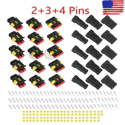 15 Kits 2+3+4 Pins Way Car Auto Sealed Waterproof Electrical Wire Connector Plug • $10.96