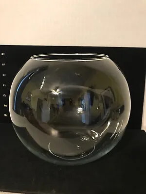 Vintage Large Round Delicate Clear Glass Fish Bowl Type Vase 6-3/4  High • $17.99