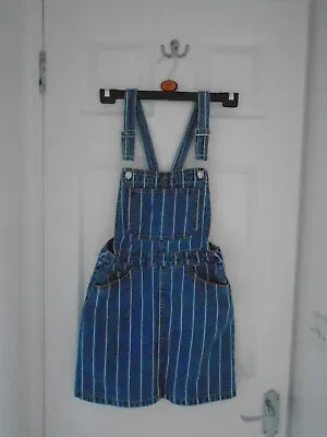 Divided By H&M Blue Pinstripe Denim Pinafore Dress Size 8 • £6
