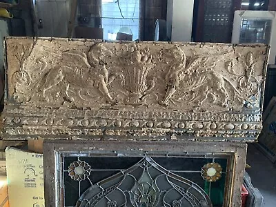 ~ Antique Tin Ceiling Panel With Double Griffins Dragons ~ 48 X 18.5 Salvage L • $150