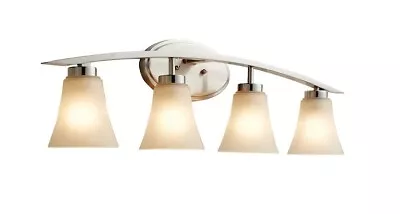 Allen + Roth Lyndsay 29.7 4 Light Satin Nickel Transitional Vanity Light Bar $90 • $34.99