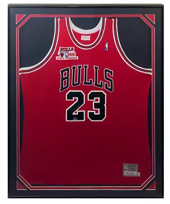 Michael Jordan Autographed 1991 Championship Patch Framed Bulls Jersey UDA LE 23 • $17995