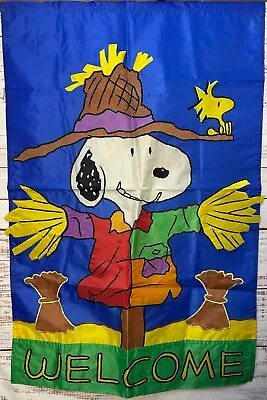Snoopy Scarecrow  Welcome Fall/Thanksgiving Appliqued Flag + Woodstock • $19.99