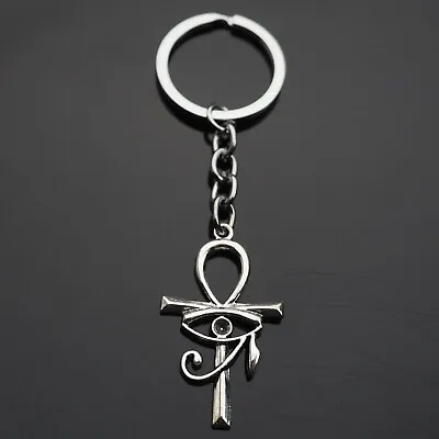 $6.09 • Buy Egyptian Ankh Life Symbol Eye Of Horus Ra Cross Keychain Gift Key Chain Ring