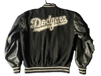 Vintage 90's Jeff Hamilton MLB Los Angeles Dodgers Leather Wool Varsity Jacket S • $129.99