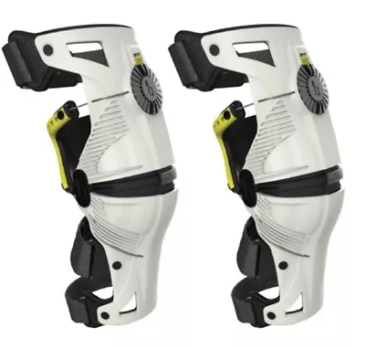 Mobius X8 Knee Braces Large White Acid Yellow PAIR Dirt Bike MX ATV - OPEN BOX • $499.95