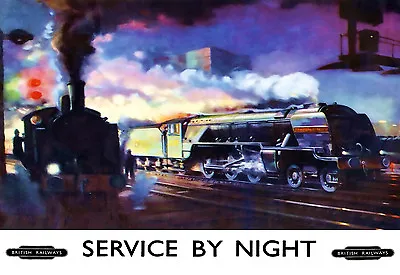 Service By Night British Railways    Rail Railway Train Travel  Poster Print • £8.99