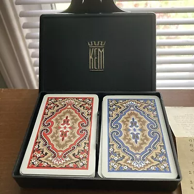 KEM Plastic Playing Cards Paisley Red And Blue. Complete Double Decks Case • £24.12
