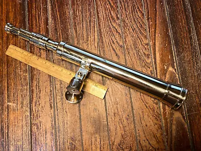 Vintage Stanley Polished Brass Harbormaster Brass Telescope Wall/Post Mount 18  • $189