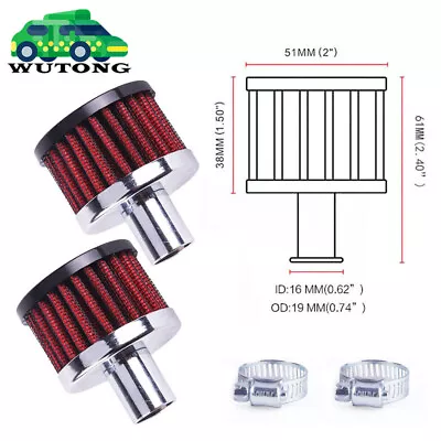 2pcs 16mm 3/4 Inch Inlet Air Intake Crankcase Breather Filter Clamp-On Chrome • $12.99