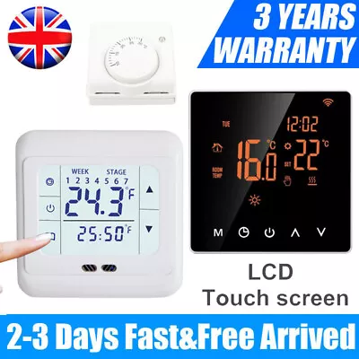 3A Electric LCD Underfloor Heating Thermostat Touch Screen AC 240V Programmable • £8.59