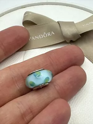 Pandora Charm 790605 Green Leaves Murano Glass Bead Genuine Retired Preloved  • $33