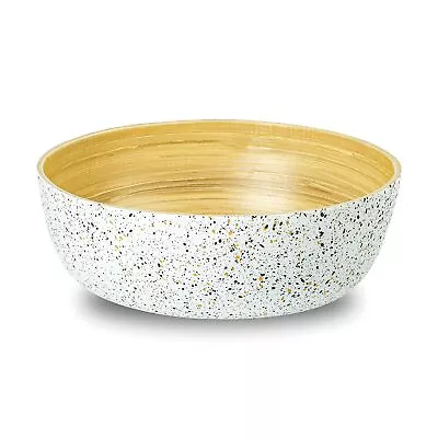 ® Large Bamboo Salad Bowl • White Fruit Bowl • Wooden Mixing Bowls • Home Dec... • $24.20