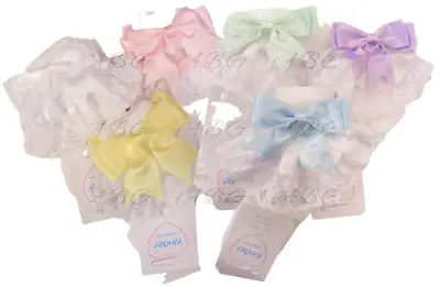Baby & Girls Socks Frilly Ribbon Satin Double Bow & Lace Ankle Spanish Romany • £6.95