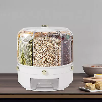 $38.10 • Buy 360°Rotating Grain Dispenser Large Capacity Rice Storage Container 6-Compartment