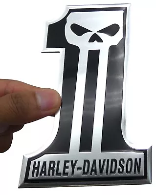 ALUMINUM Harley Davidson Number 1 Decal Emblem Motorcycle Auto Car 4.55  X 3 • $7.88