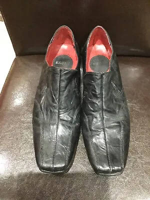 Bronx Mens Black Leather Stylish Slip On Shoes Size 41 UK 8 • £17.99