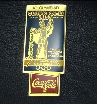 1932 Los Angeles~LA~Coca Cola Olympic Poster Pin Badge1988 Coke~Xth Olympiad~NEW • $12