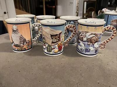 Bundle X6 Comical Cats Porcelain Collectors Mugs-Gary Patterson Danbury Mint #2 • £30