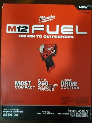 Milwaukee 2554-20 M12 FUEL 3/8  Stubby Impact Wrench Brushless NEW • $179.20