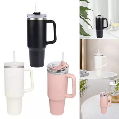 Tapered Water Bottle Travel Straw Lids Insulated Coffee Mug Cups Stainless Steel • £16.62